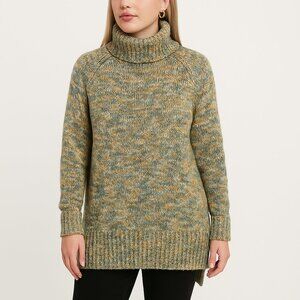 VERO MODA Ultra Soft Step-Hem Rolled-Neck Cuffed Long Sleeve Tunic Sweater - XS